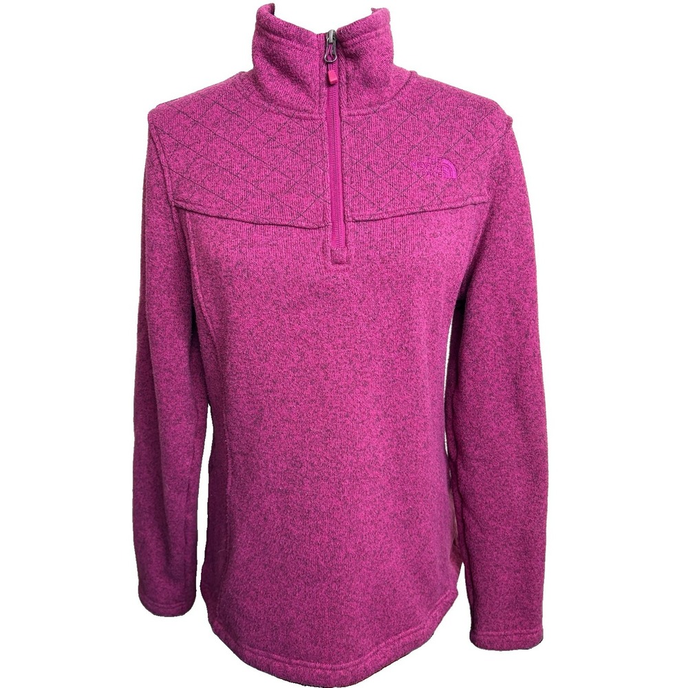The North Face Fleece Quarter Zip Jacket Womens Large Fuchsia Outdoor Pullover